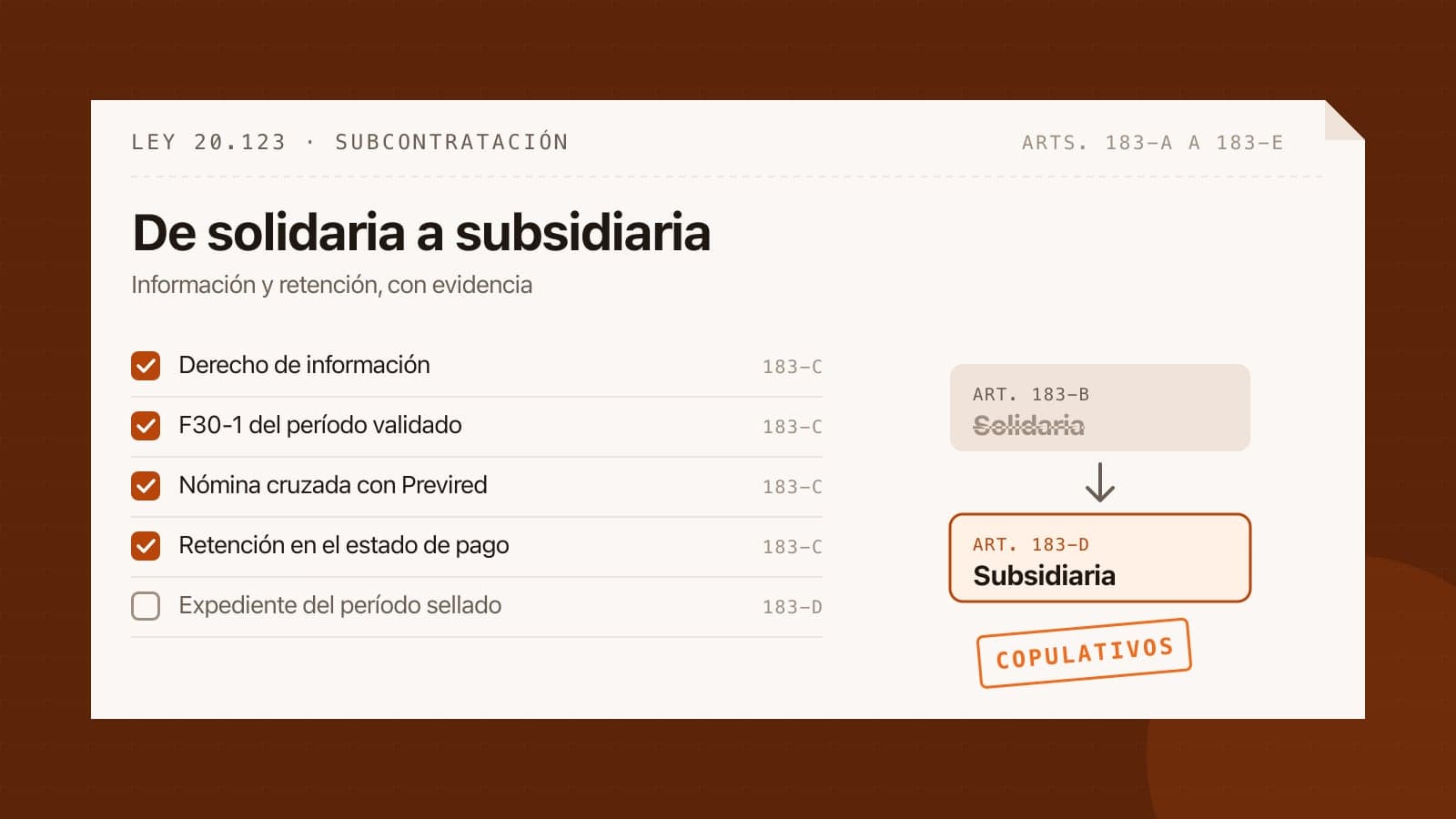 Ley 20.123: cómo pasar de responsabilidad solidaria a subsidiaria con tus contratistas